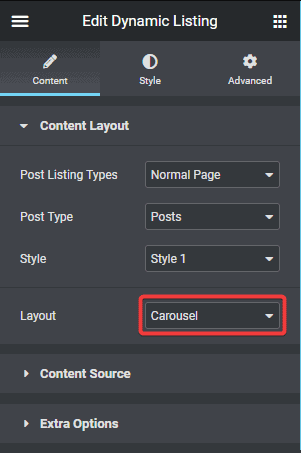 Dynamic listing layout