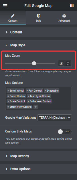 google map zoom