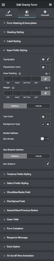 Gravity forms input styling