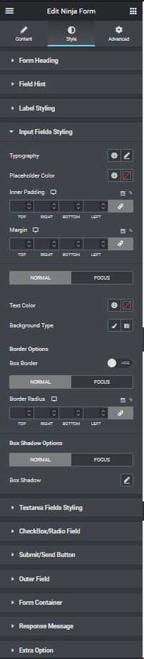 Ninja forms input style