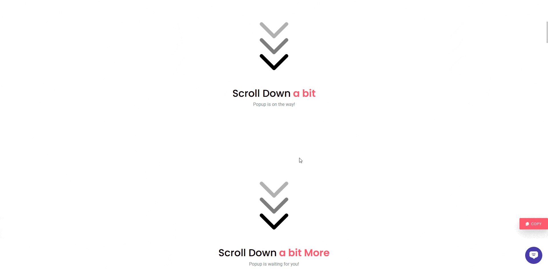 Page scroll popup demo