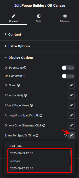 Popup builder date new how to show elementor popup for a specific date and time period? From the plus addons for elementor