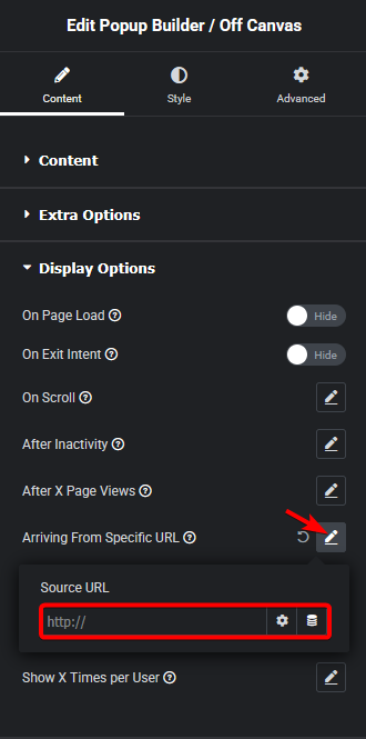 Popup builder url new how to show elementor popup when arriving from a specific page link? From the plus addons for elementor