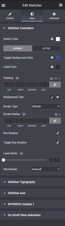 Switcher style options