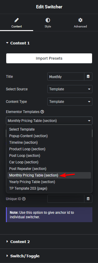Switcher template 1 new how can you show yearly/lifetime/monthly pricing table with switcher widget? From the plus addons for elementor
