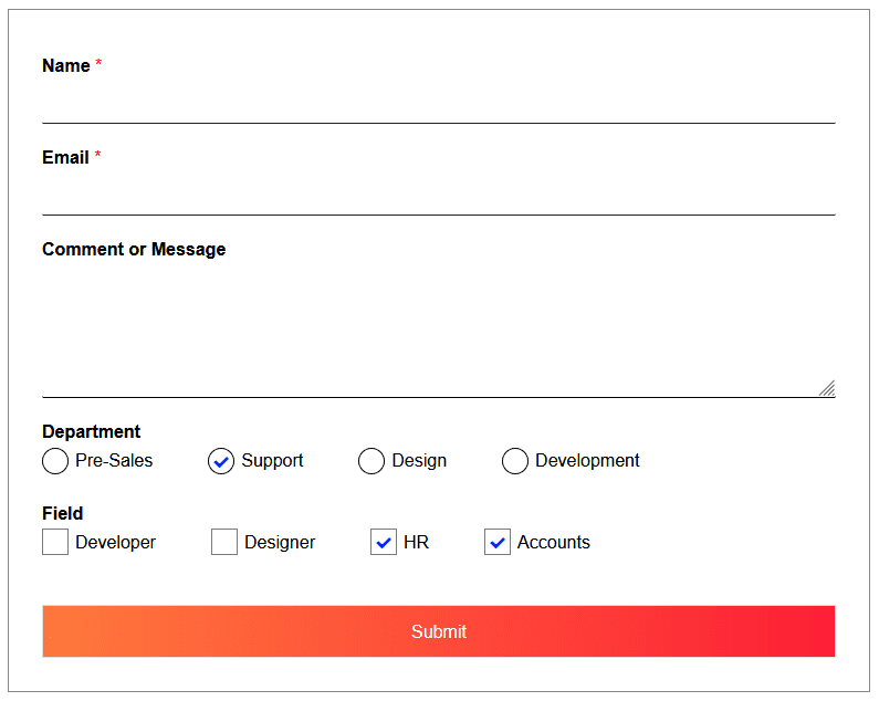 Wpforms checkbox radio styling