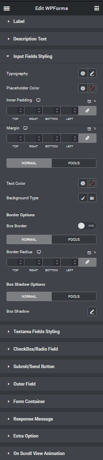 Wpforms input styling