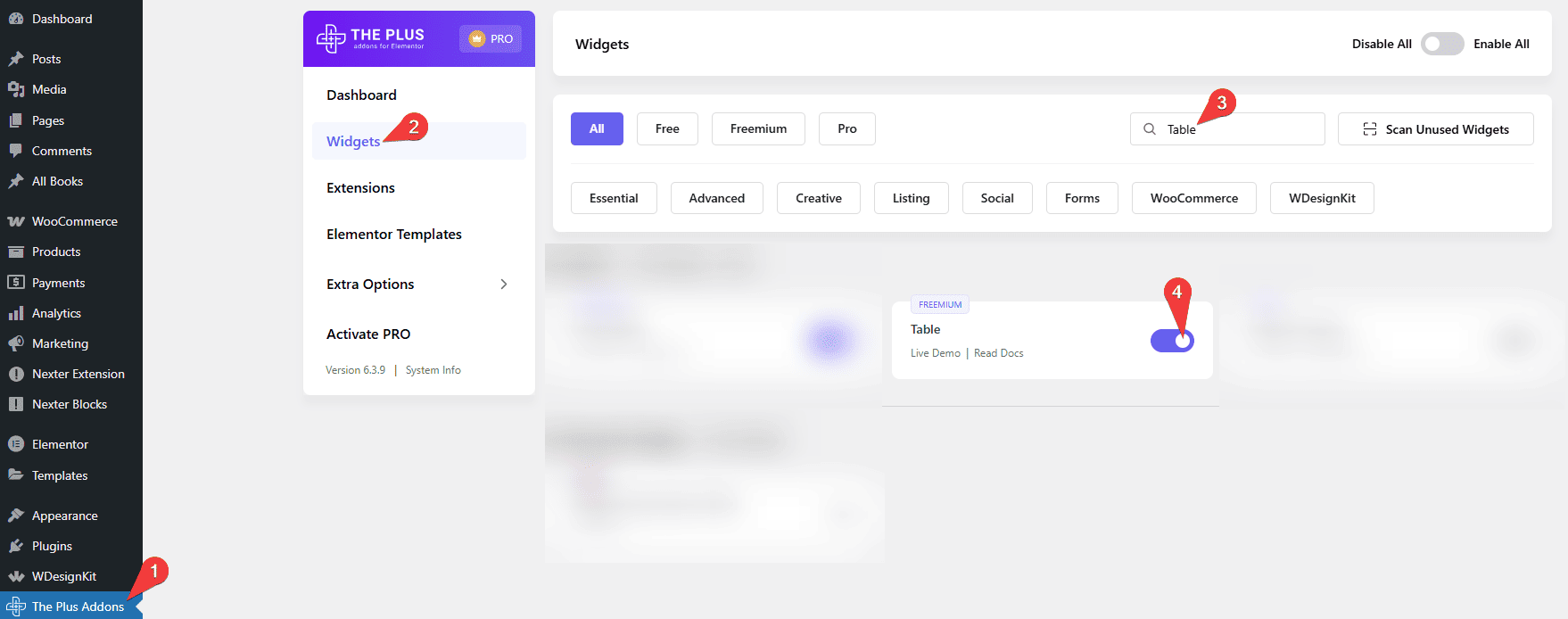 Tpae Table Activate | The Plus Addons for Elementor Tpae table activate table elementor widget settings overview from the plus addons for elementor