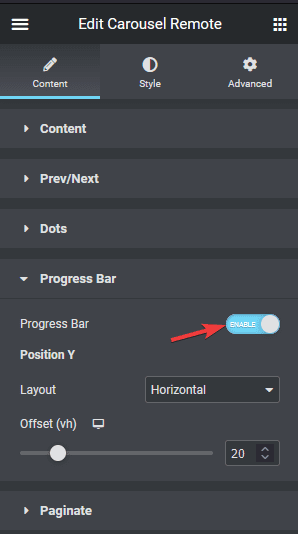 Carousel remote unique horizontal scroll progress bar