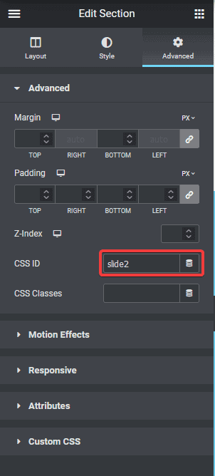 Horizontal scroll css id