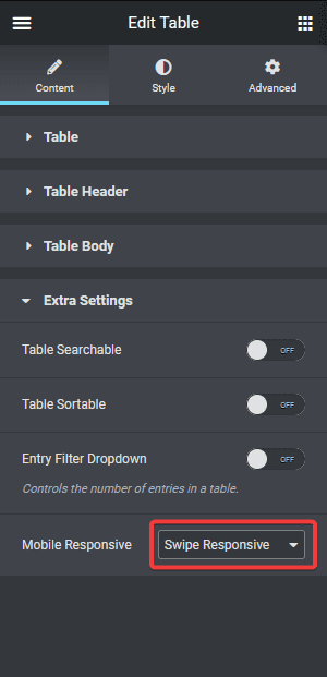 Table mobile responsive