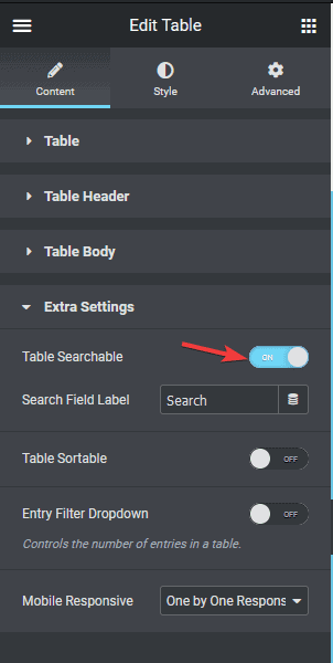 Table search