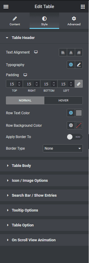 table style | The Plus Addons for Elementor Table style