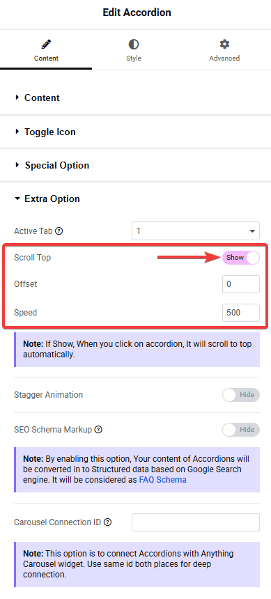 Tpae accordion scroll top 3 how to add scroll top animation in elementor accordion? From the plus addons for elementor