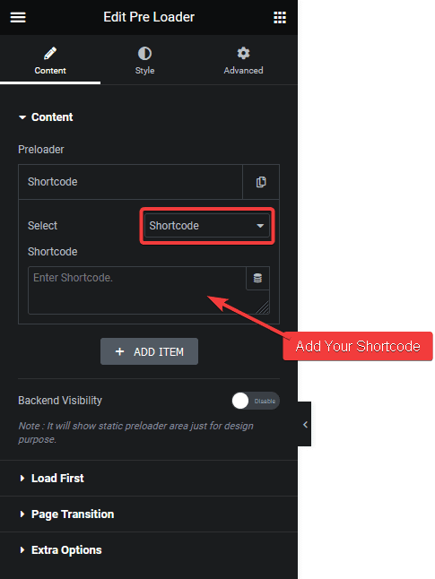 Preloader shortcode