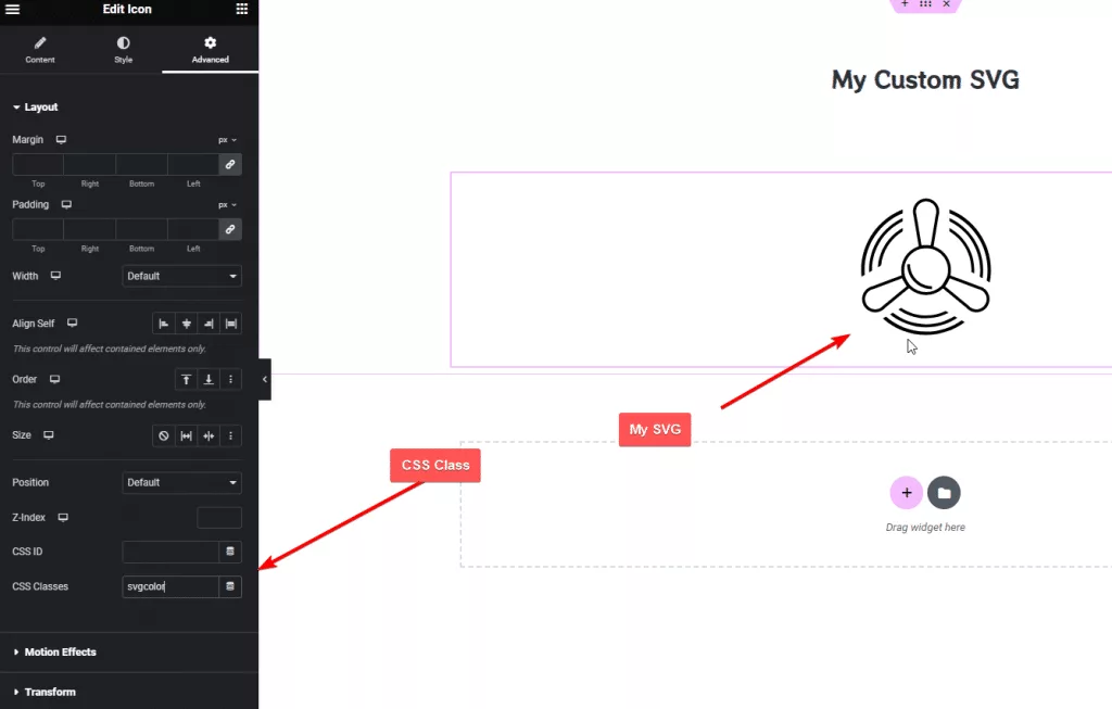 Custom svg icon how to change custom svg icons color in elementor? From the plus addons for elementor