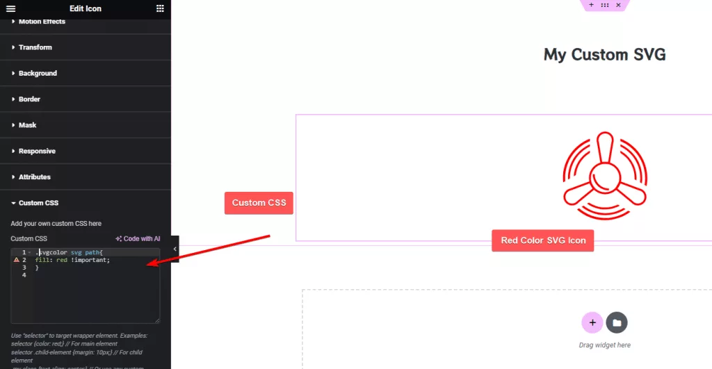 Custom svg how to change custom svg icons color in elementor? From the plus addons for elementor