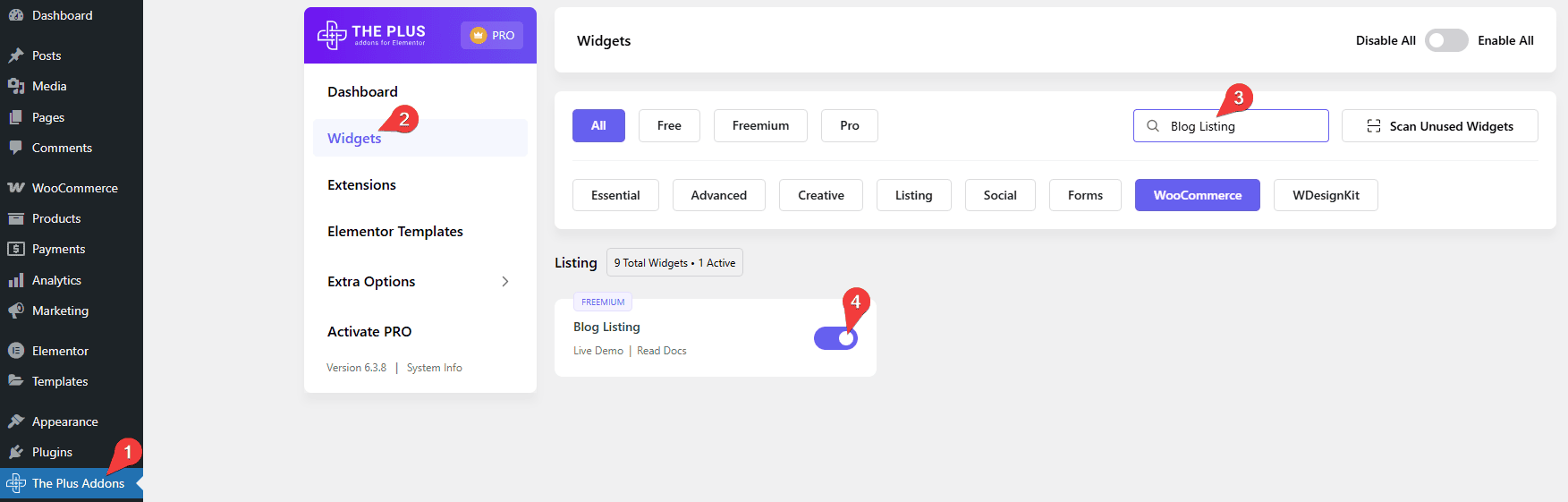 Tpae Blog Listing Activate | The Plus Addons for Elementor Tpae blog listing activate blog listing widget settings overview from the plus addons for elementor