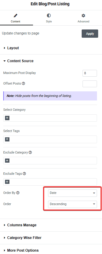 Tpae blog listing order by order how to show recent blog posts in elementor? (latest blogs) from the plus addons for elementor