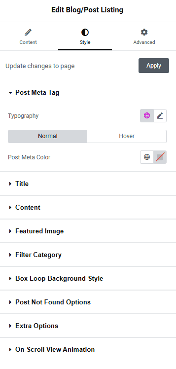 Tpae Blog Listing Style | The Plus Addons for Elementor Tpae blog listing style blog listing widget settings overview from the plus addons for elementor