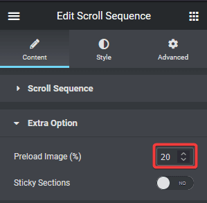Scroll sequence preload image