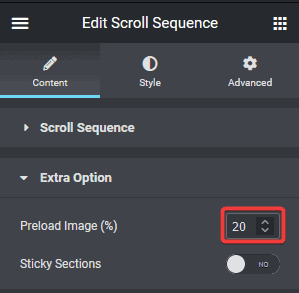 Scroll sequence preload image