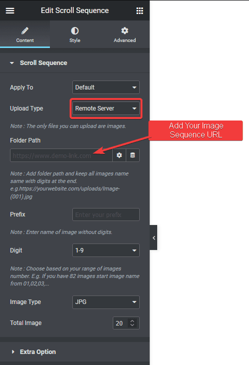 Scroll sequence remote server