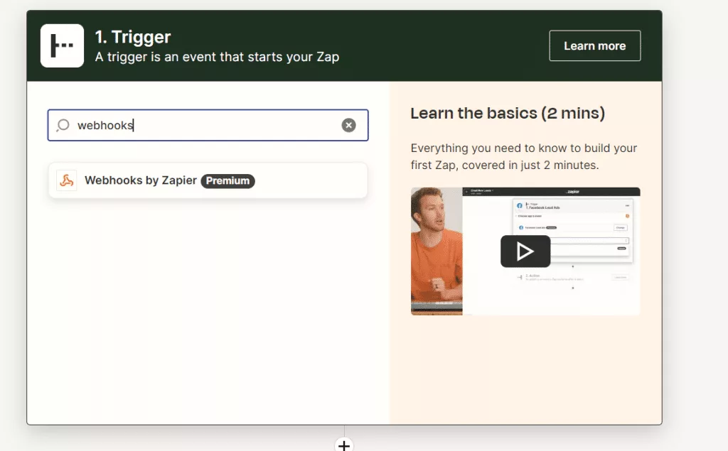 Set up a zap in zapier