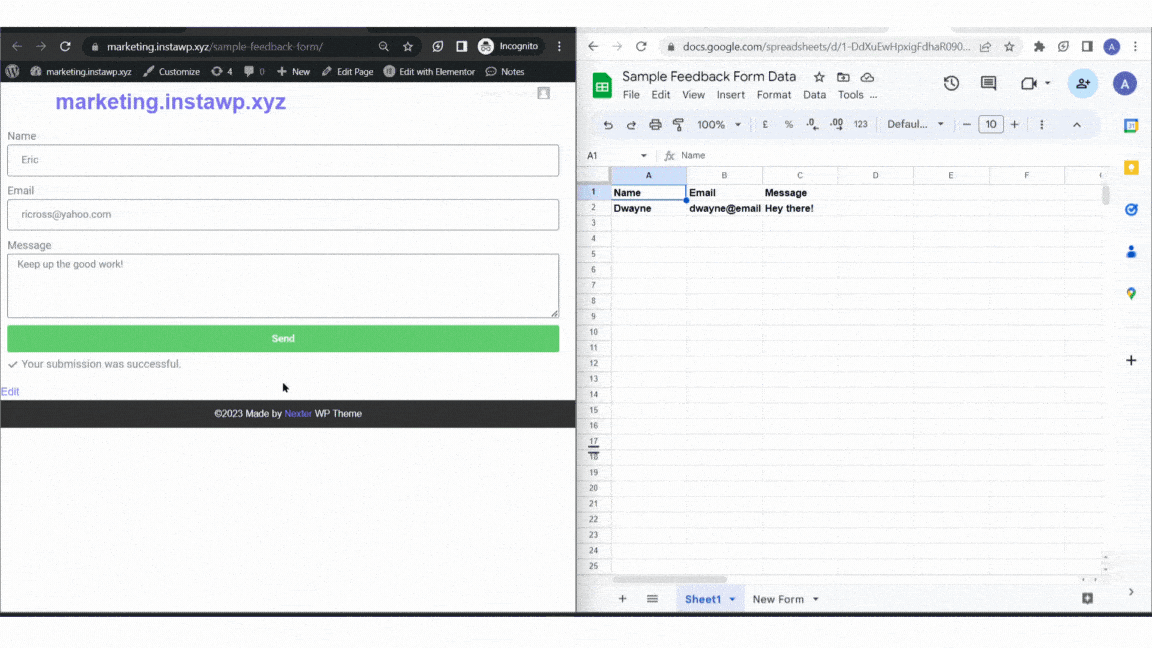 Test your connection how to send elementor forms data to google sheet [free & paid] from the plus addons for elementor