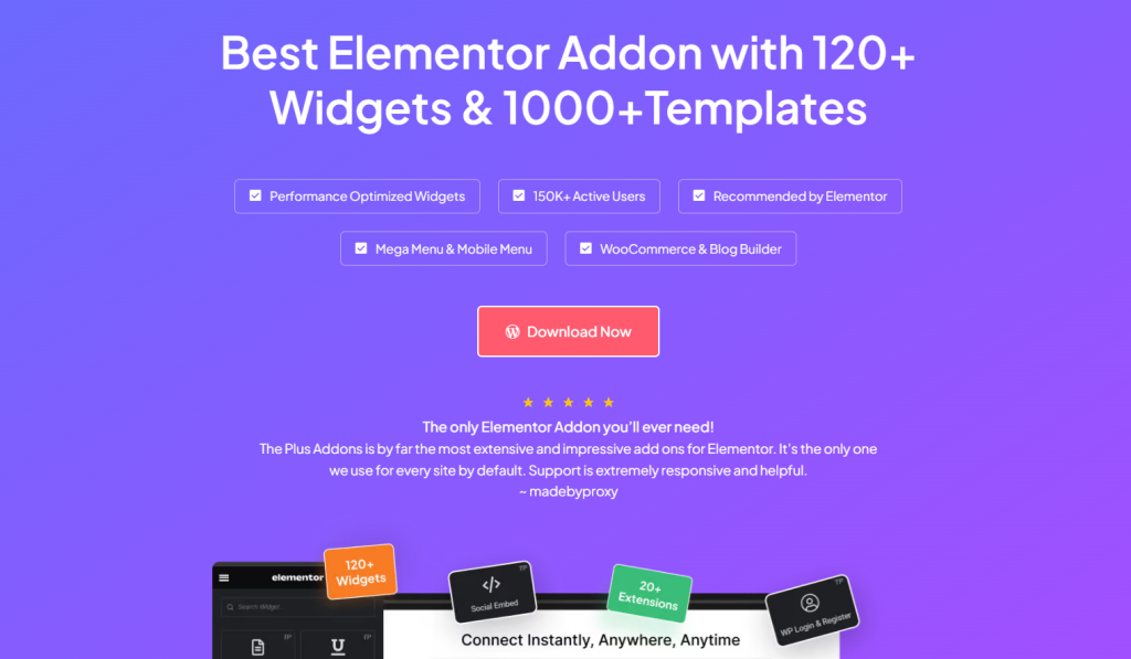 The plus addons for elementor landing image the plus addons vs unlimited elements [elementor addons comparison] from the plus addons for elementor