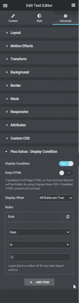 Display condition date