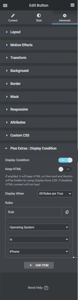 Display condition operating system