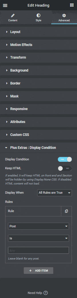 Display condition post