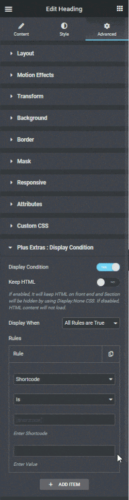 Display condition shortcode
