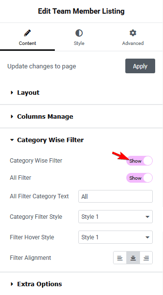 Team member listing category filter new how to add a category wise filter in team member grid in elementor? From the plus addons for elementor