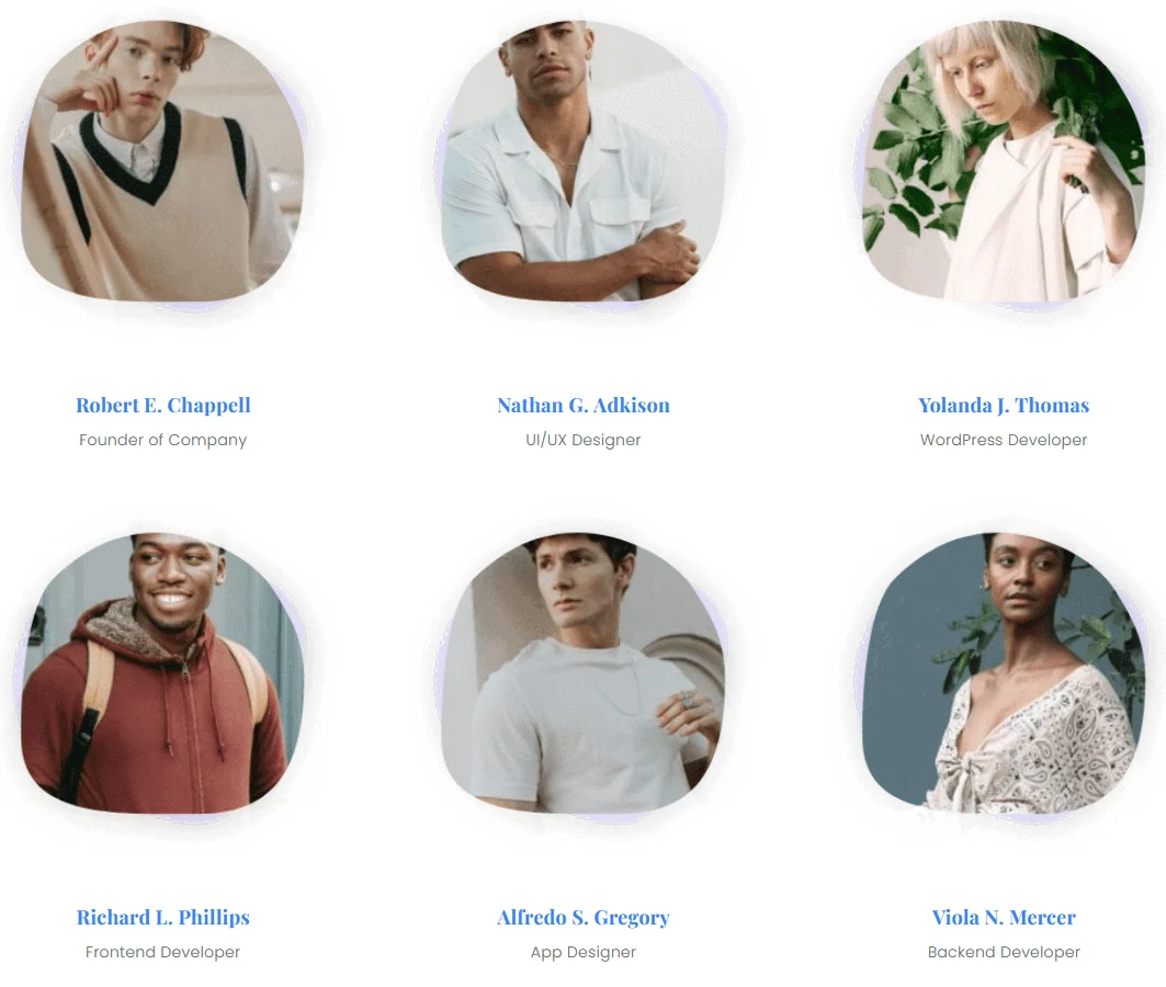 team member listing grid layout demo | The Plus Addons for Elementor Team member listing grid layout demo