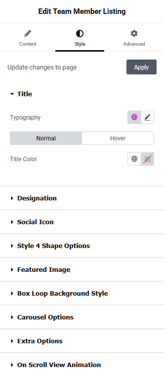 team member listing style new | The Plus Addons for Elementor Team member listing style new team member listing widget settings overview from the plus addons for elementor