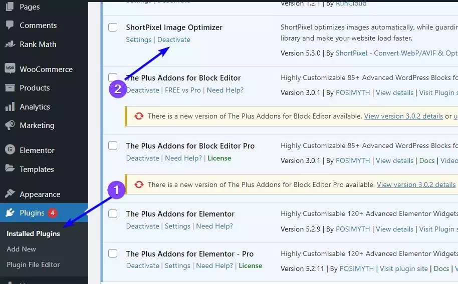Deactivate image optimization plugin how to fix wordpress gif not playing [4 proven solutions] from the plus addons for elementor