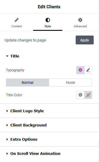 clients listing style new | The Plus Addons for Elementor Clients listing style new clients listing widget settings overview from the plus addons for elementor