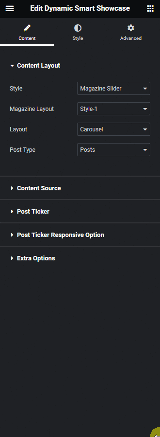 Dynamic smart showcase category wise filter