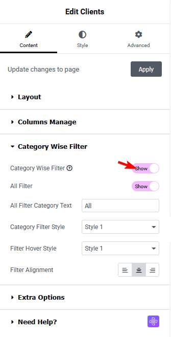 How to add a category wise filter in logo showcase in elementor? From the plus addons for elementor