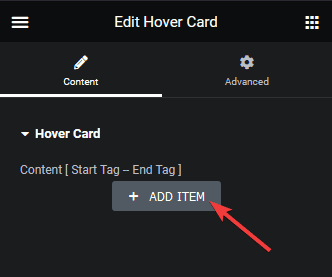 Hover card add item