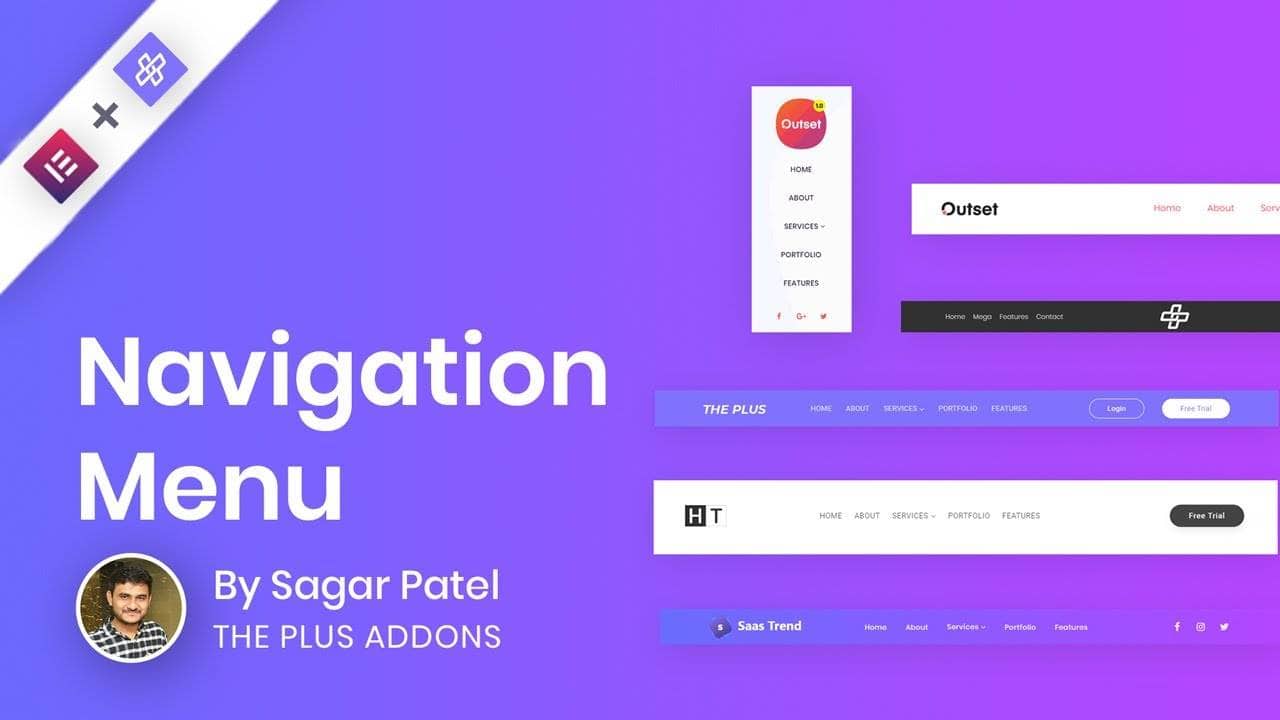 Navigation Menu widget for headers in Elementor using The Plus Addons ...