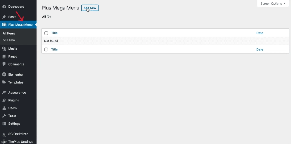 Add new mega menu how to build a free wordpress site using elementor [ultimate guide] from the plus addons for elementor