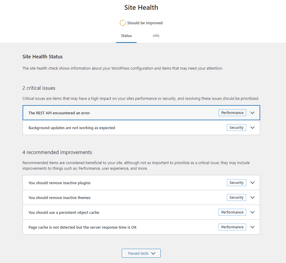 Check the site health section in wordpress dashboard wordpress website maintenance checklist: 20+ key tasks from the plus addons for elementor