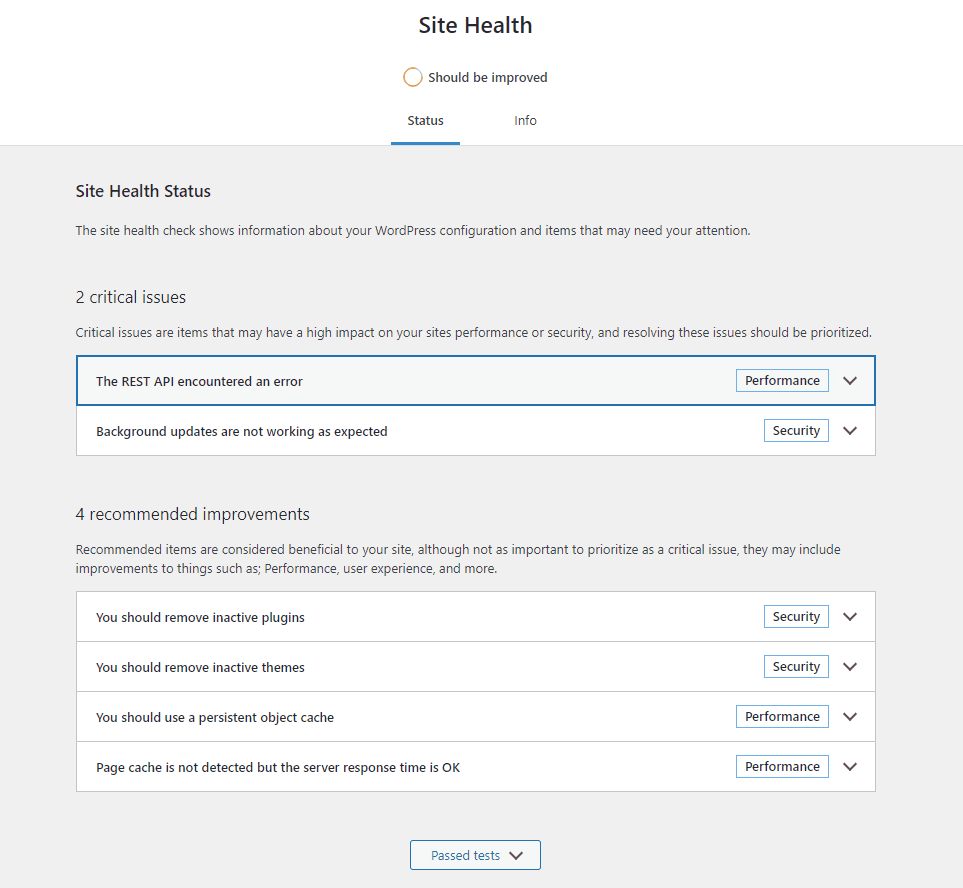 Check the site health section in wordpress dashboard wordpress website maintenance checklist: 20+ key tasks from the plus addons for elementor