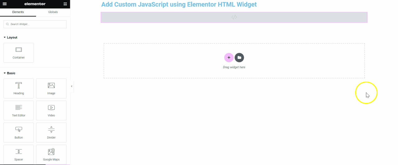 Edit html widget how to add custom javascript in elementor [free methods] from the plus addons for elementor