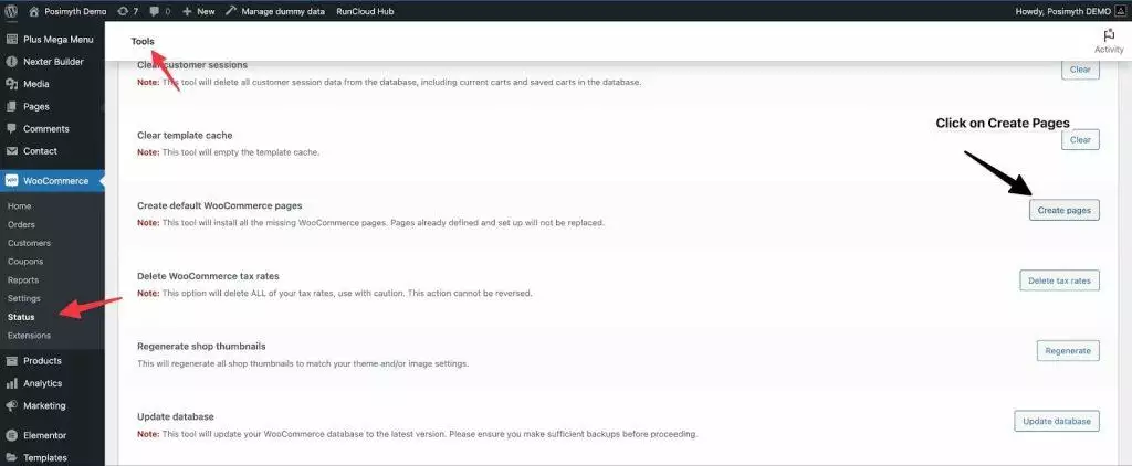 Regenerate the page how to regenerate missing woocommerce pages [accidentally deleted] from the plus addons for elementor
