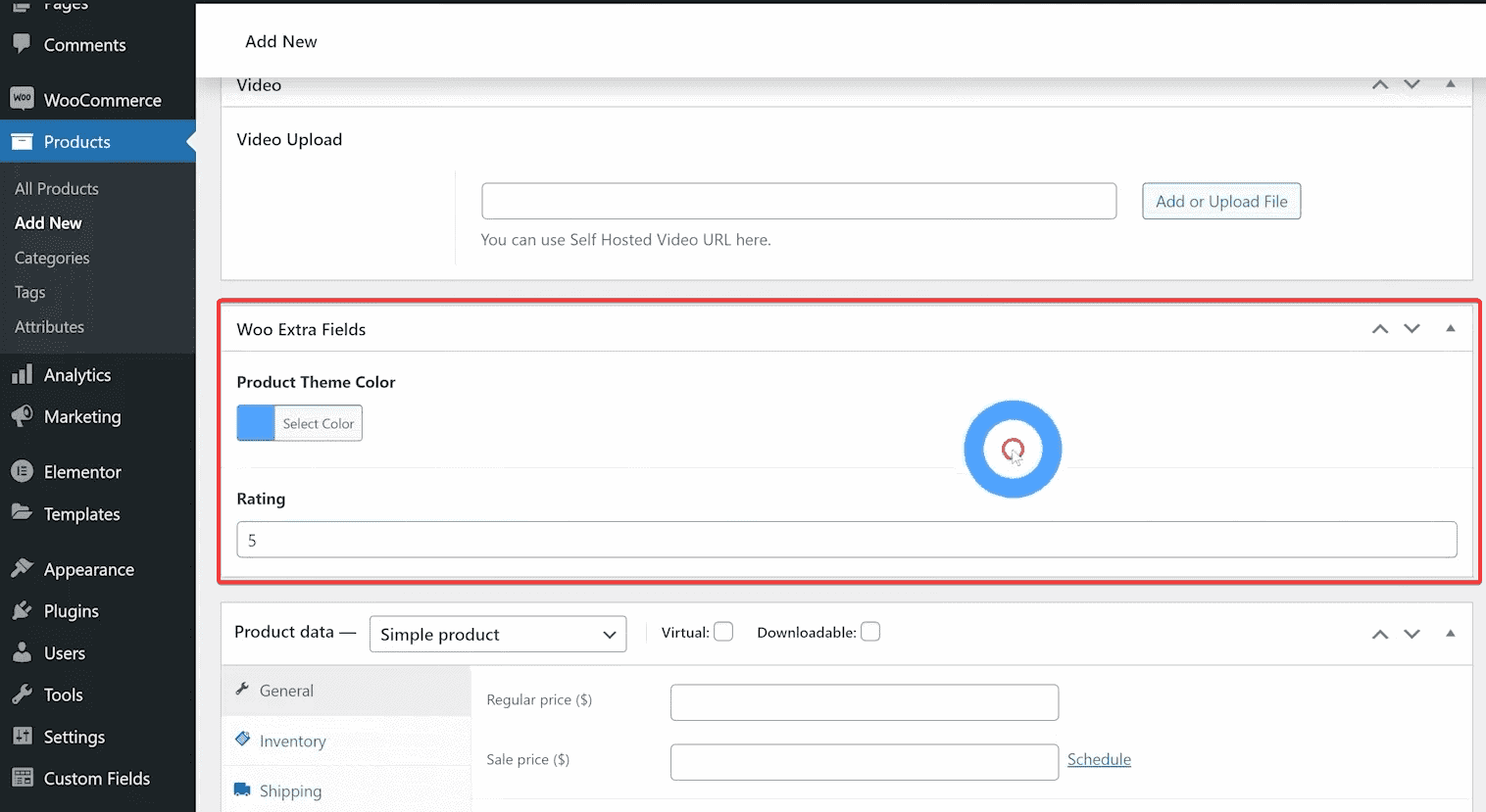 Add value in product custom fields
