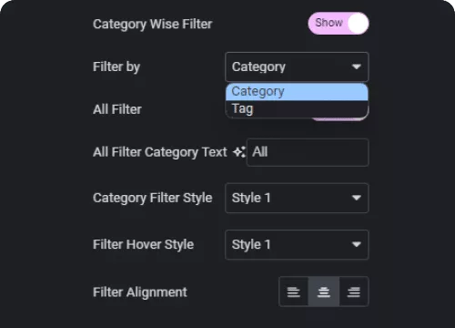 Category wise filter